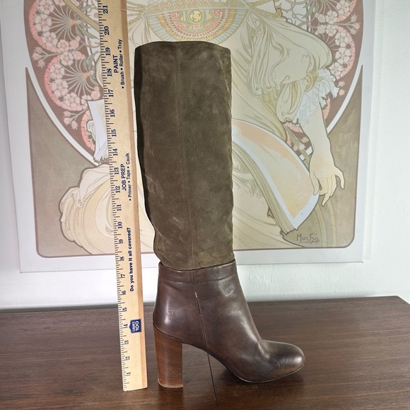 Vince Corrine Brown Tan Soft Suede & Leather Tall Pull On Boot - Picture 4 of 11